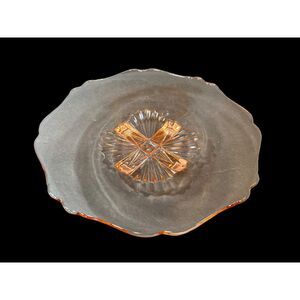 Pink Depression Glass Footed Pedestal Base Shallow Bowl 10 Inch Wide Fruit Bowl